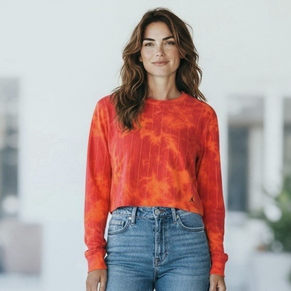 Michael Jordan Brand Women's Red/Orange Tie-Dye Crop Top Training Shirt